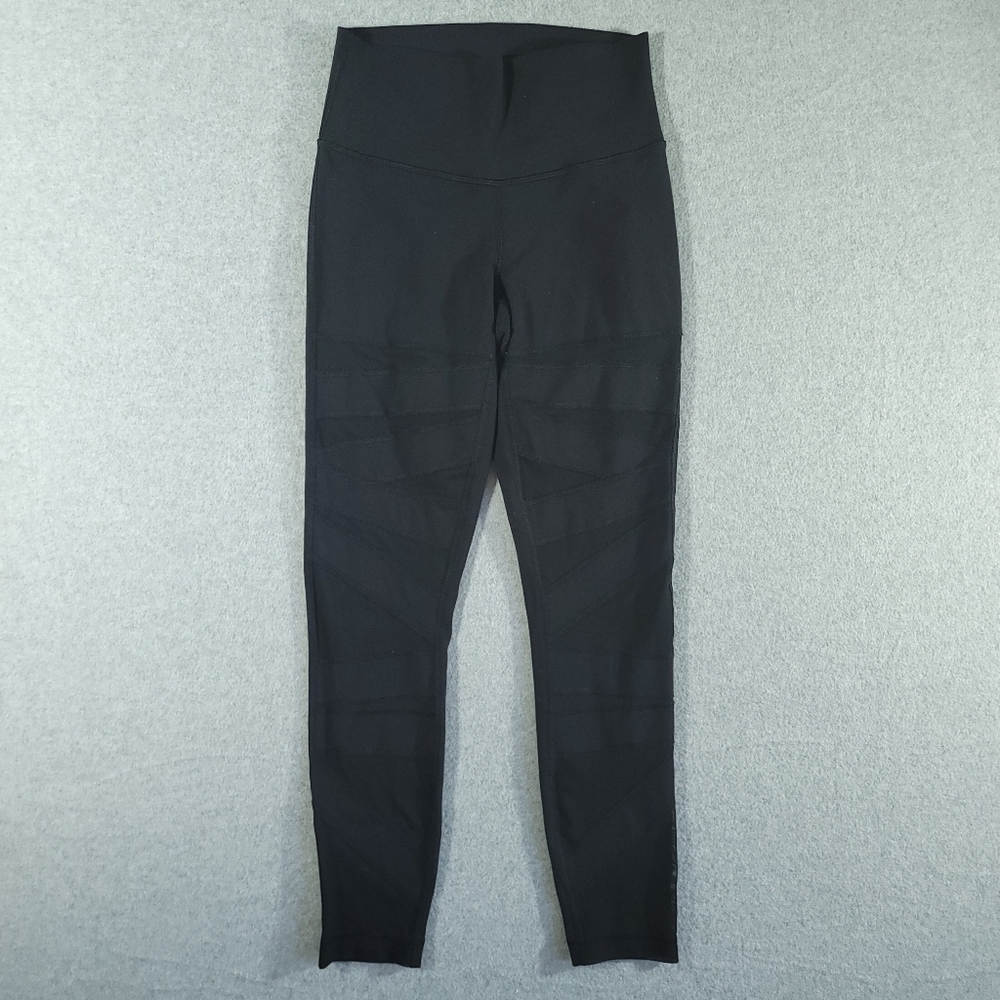 Lululemon High Times Tech Leggings Size 2 ? Black Mesh Panels